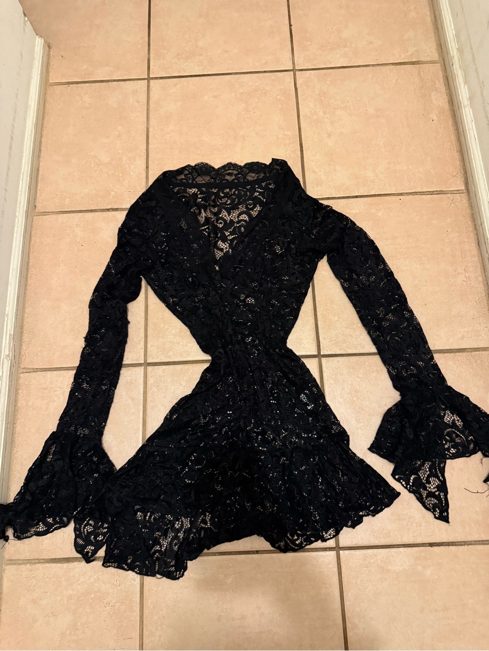 Black Lace Wrap Dress